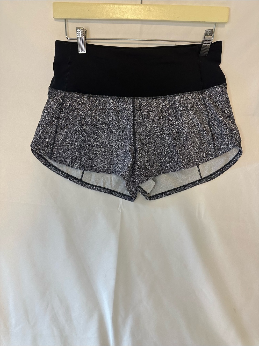 lululemon athletica Black Waistband Speckled Gray Athletic Shorts